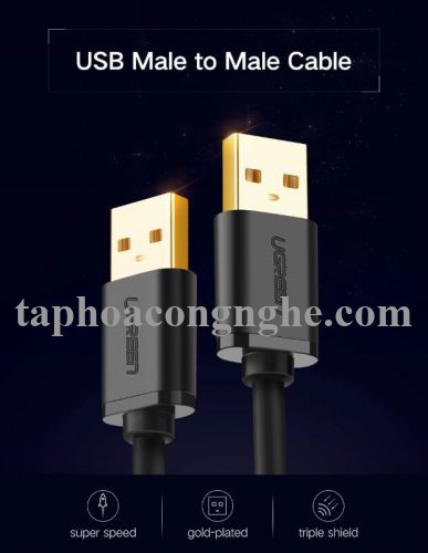 Ugreen 30136 3M màu Đen Cáp 2 đầu USB 2.0 vỏ nhựa PVC US102 30030136